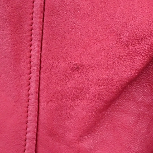 Jacqueline Ferrar Leather Full Zipper Front Red Coat Size Small GUC - Picture 5 of 6